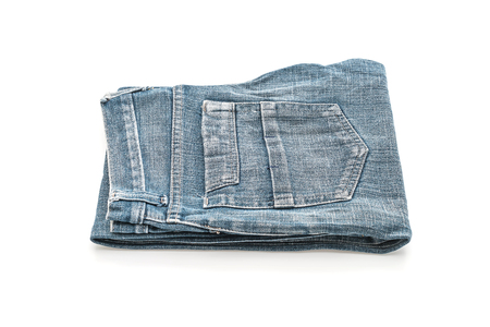 jeans folded isolated on white backgroundの写真素材