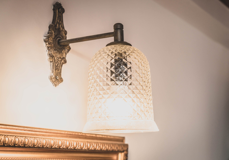 light lamp decoration in bedroom interior - selective focus pointの写真素材