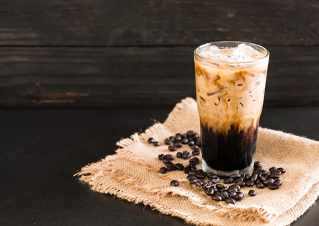 Iced coffee with milk on the table