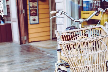 basket of old bicycle - vintage filterの写真素材