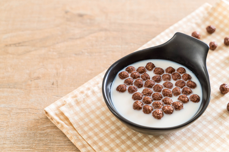 chocolate cereal bowl for breakfastの写真素材