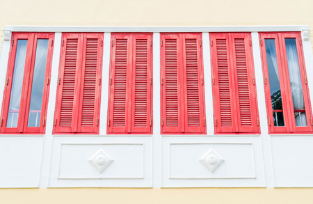 red vintage window on wallのeditorial素材