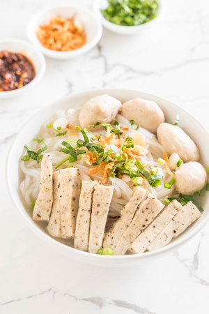 Vietnamese noodles (pho) on the tableの写真素材