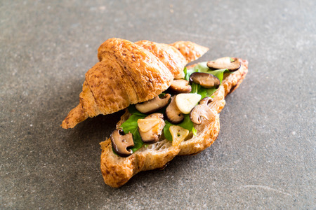 mushroom croissant sandwich - healthy or vegan food styleの写真素材