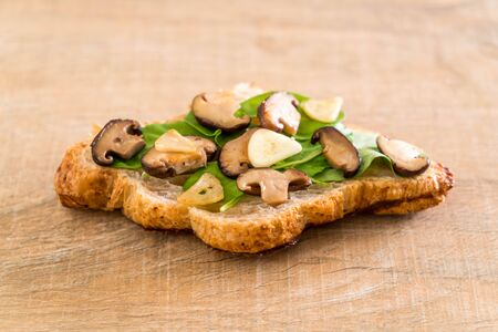 mushroom croissant sandwich - healthy or vegan food styleの写真素材