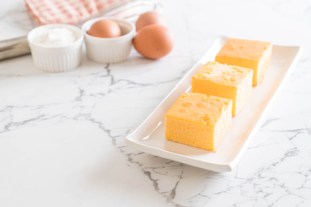 homemade orange cake on tableの写真素材