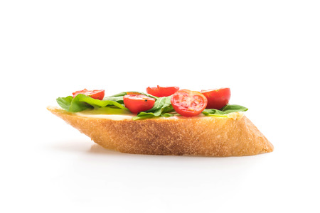 bread with rocket and tomatoes - healthy or vegan food styleの写真素材