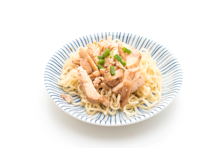 roast chicken noodle isolated on white backgroundの写真素材