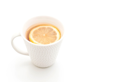 hot lemon tea isolated on white backgroundの写真素材