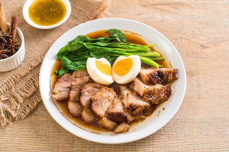 Stewed pork leg with egg and vegetableの写真素材