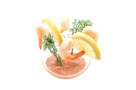 shrimp cocktail isolated on white backgroundの写真素材