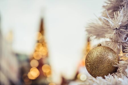 christmas ball decoration on christmas tree in new year festival eventの写真素材