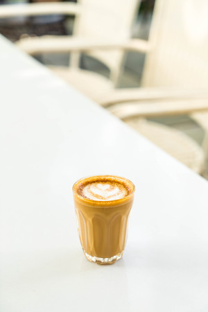 hot coffee glass in coffee shopの写真素材