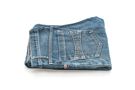 jeans folded isolated on white backgroundの写真素材
