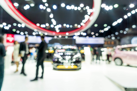 Abstract blur and defocused car and motor exhibition show event for backgroundの写真素材