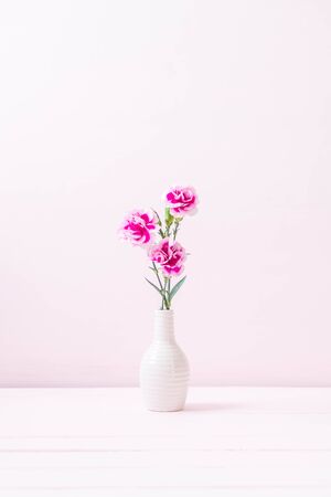 pink spring flower on wood background with copy spaceの写真素材