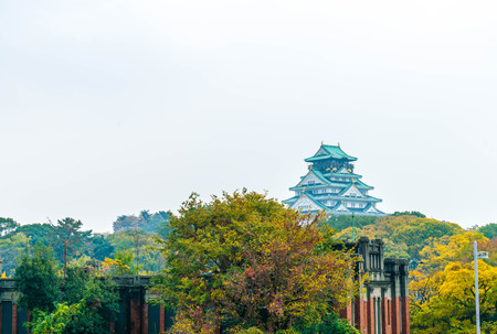 beautiful architecture at Osaka castle in Osaka Japanのeditorial素材