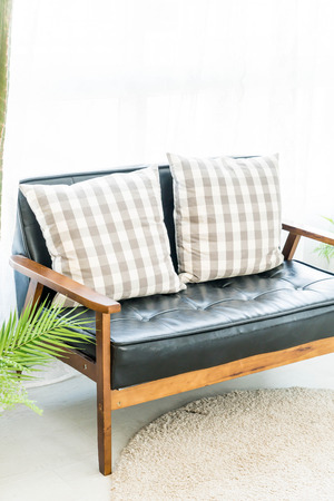 empty sofa with pillow interior decoration in living roomの写真素材