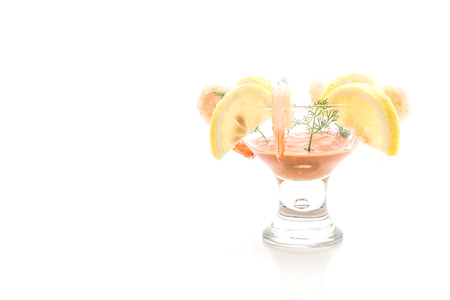 shrimp cocktail isolated on white backgroundの写真素材