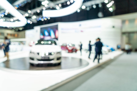 Abstract blur and defocused car and motor exhibition show event for backgroundの写真素材