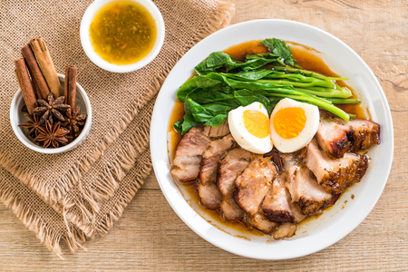 Stewed pork leg with egg and vegetableの写真素材