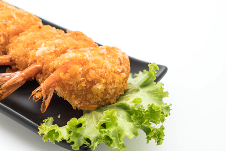 deep fried shrimp isolated on white backgroundの写真素材