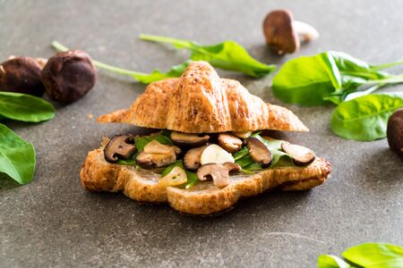 mushroom croissant sandwich - healthy or vegan food styleの写真素材
