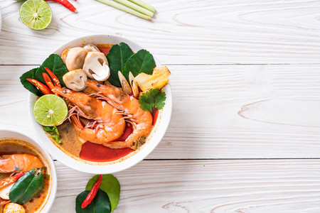 Tom Yum Goong Spicy Sour Soup - Thai food styleの写真素材