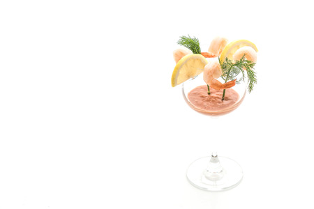 shrimp cocktail isolated on white backgroundの写真素材