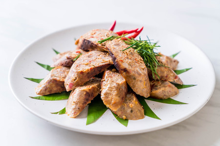 Notrhern Thai Spicy Sausage - traditional thai foodの写真素材