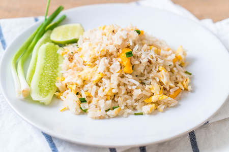Fried rice with Crab on plateの写真素材