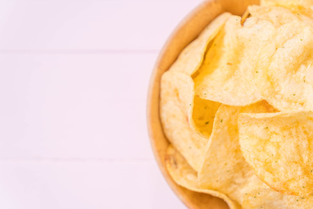potato chips on plate - unhealthy foodの写真素材