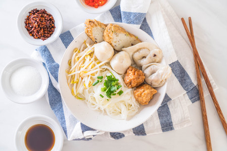 noodles bowl with fish ball - Asian food style