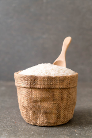 white raw Thai jasmine riceの写真素材