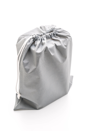 beautiful fabric bag isolated on white backgroundの写真素材