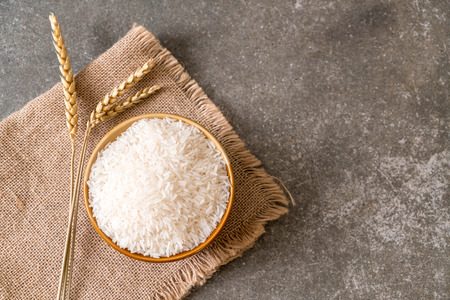 white raw Thai jasmine riceの写真素材