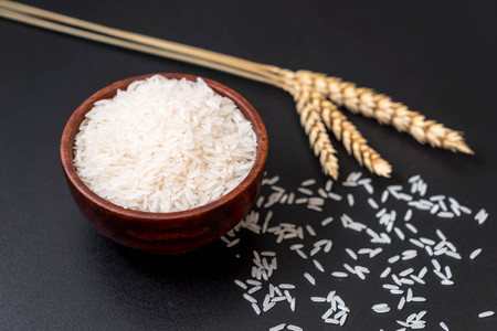 white raw Thai jasmine riceの写真素材