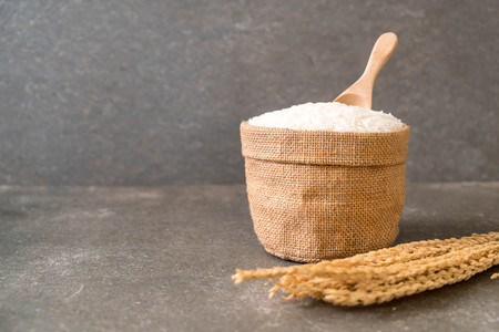 white raw Thai jasmine riceの写真素材