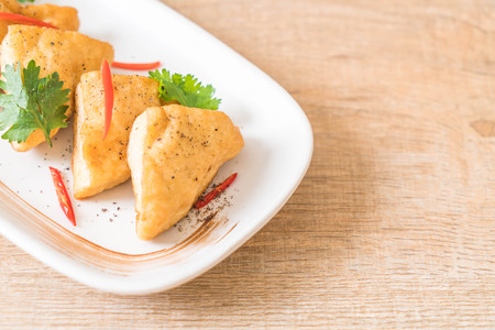 fried tofu - vegan or vegetarian foodの写真素材