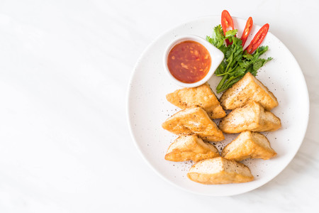 fried tofu - vegan or vegetarian foodの写真素材