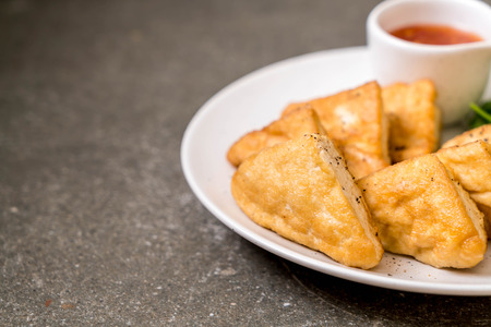 fried tofu - vegan or vegetarian foodの写真素材
