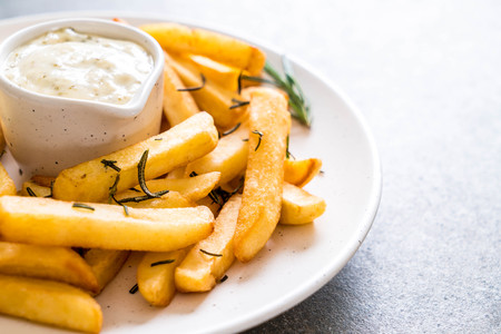 french fries with sauce - unhealthy food