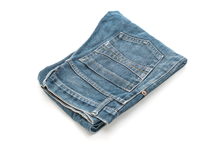 jeans folded isolated on white backgroundの写真素材