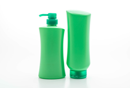 shampoo or hair conditioner bottle isolated on white backgroundの写真素材