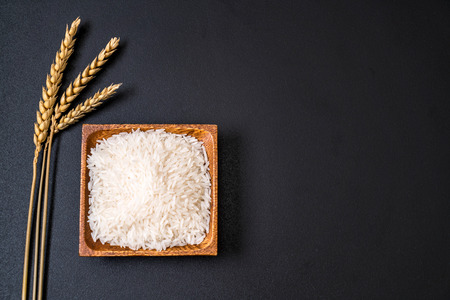 white raw Thai jasmine riceの写真素材