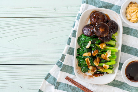 Hong Kong Kale stir fried in oyster sauce with garlicの写真素材