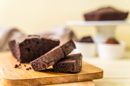 chocolate brownie cake on wood background