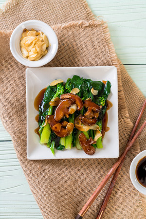 Hong Kong Kale stir fried in oyster sauce with garlicの写真素材