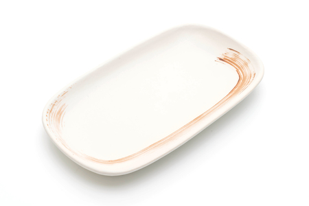 empty plate and bowl isolated on white backgroundの写真素材