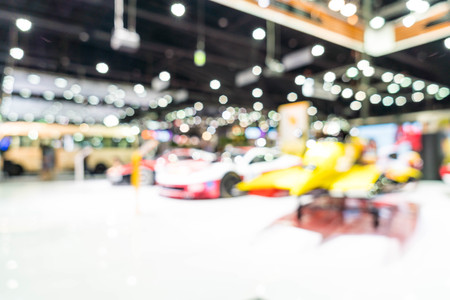 Abstract blur and defocused car and motor exhibition show event for backgroundの写真素材
